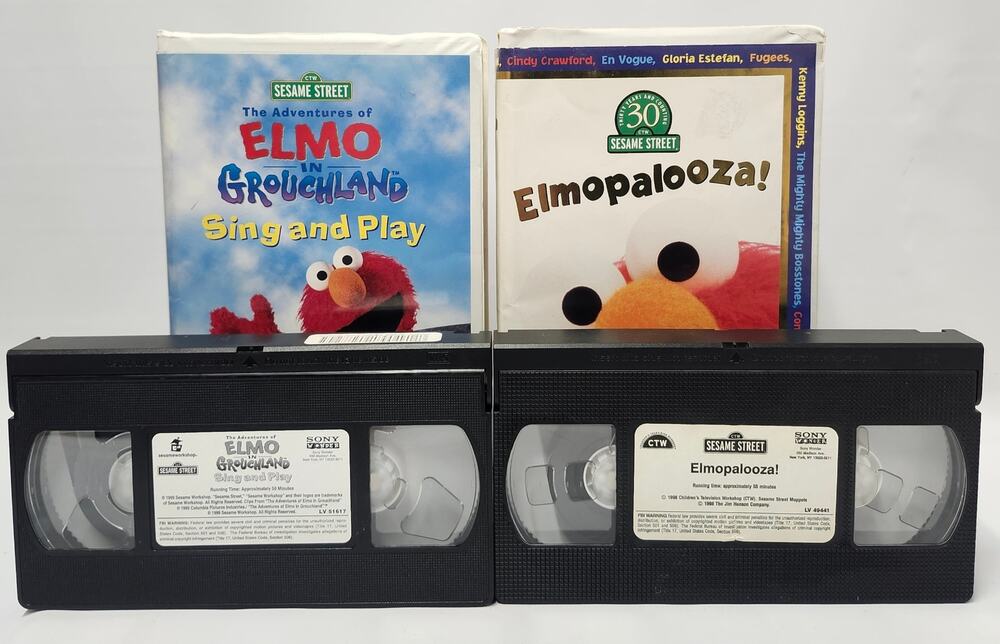 Sesame Street Elmo VHS Lot Elmopalooza Grouchland Sing and Play